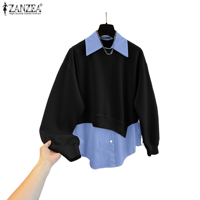 ZANZEA เสื้อสตรี มีสไตล์และลายพัตเวิร์คตัดกัน เหมาะสำหรับการเดินทางและการแต่งตัวในวันทำงาน