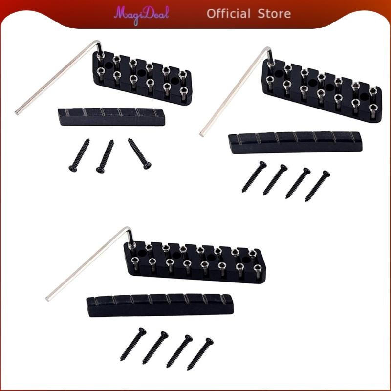 [MAGIDEAL] 6 String/ 7 String/ 8 String Headless Guitar Bridge & Slotted Nut Set