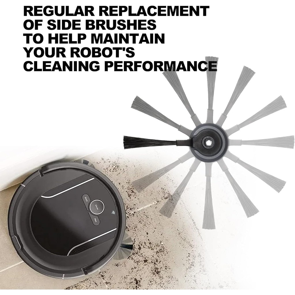 เปลี่ยนแปรงด้านข้าง, 4 แพ็คแปรงด้านข้างอะไหล่สําหรับ Shark ION หุ่นยนต์ AV751 S87 R85 RV850 RV850WV 