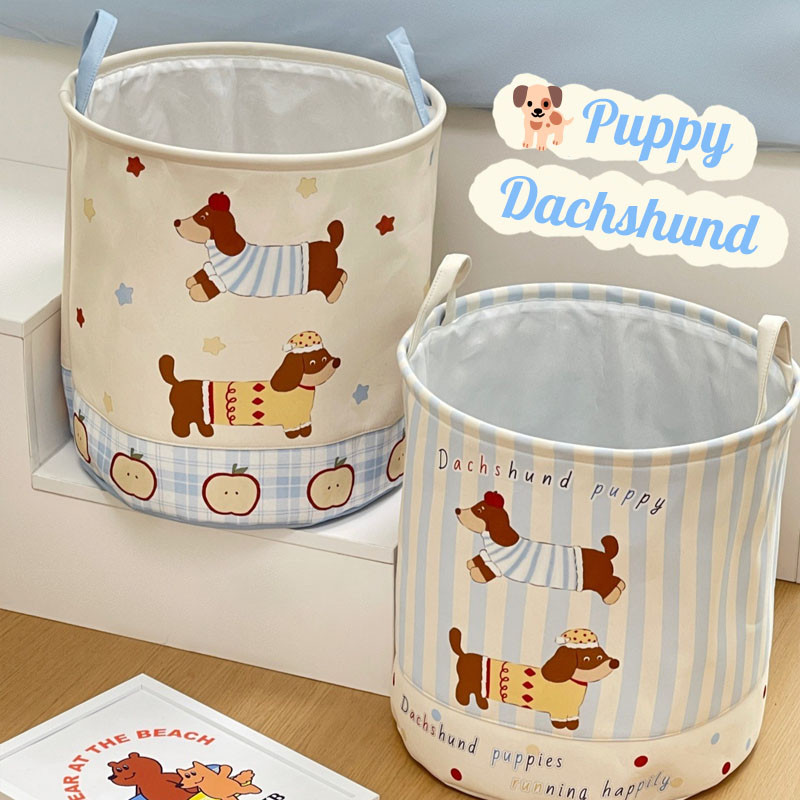 ตะกร้าซักผ้า Dashshund  น้องหมาลายน่ารักสุดๆ มีด้ามจับ พับได้ 4แบบ Laundry Basket ตกแต่งบ้าน - รูปที่ 2