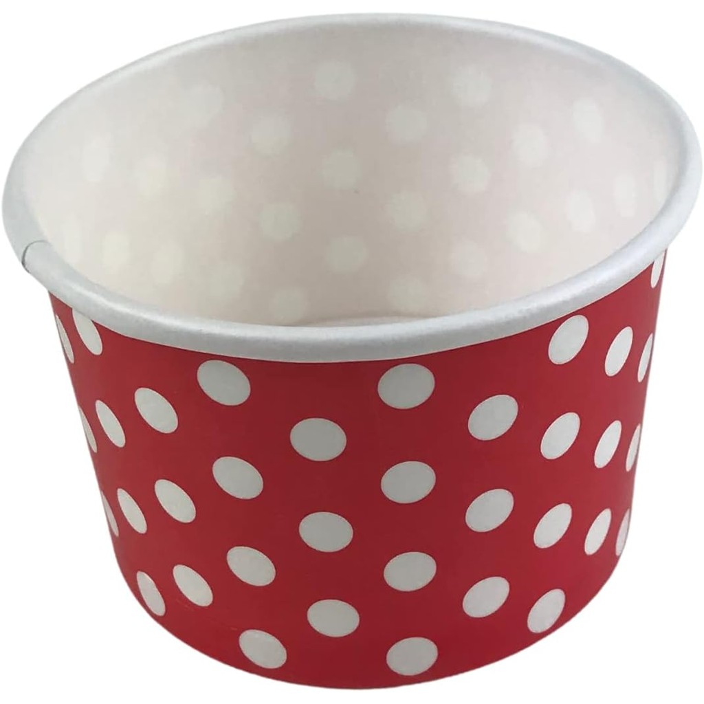 MMvolesy 8oz Mix Colore Paper Ice Cream Cups Polka Dot Paper Disposable Dessert Cups, Paper Cups for