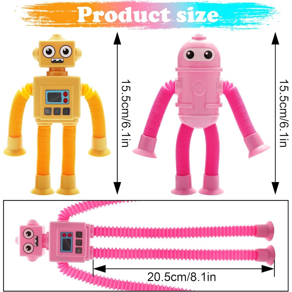 Sucker Pop Tube สัตว์, 9 แพ็คดูดถ้วย Pop Tube สัตว์, Telescopic Sucrition Cup Pop Toys, Pop Tubes Fi