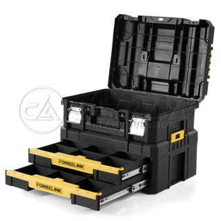DELTON กล่องเครื่องมือช่าง Combo Kit พร้อมลิ้นชัก 2 ชั้น FORGELINK รุ่น FLX-1559-1322 กันกระแทก วางซ้อนล็อคต่อกันได้
