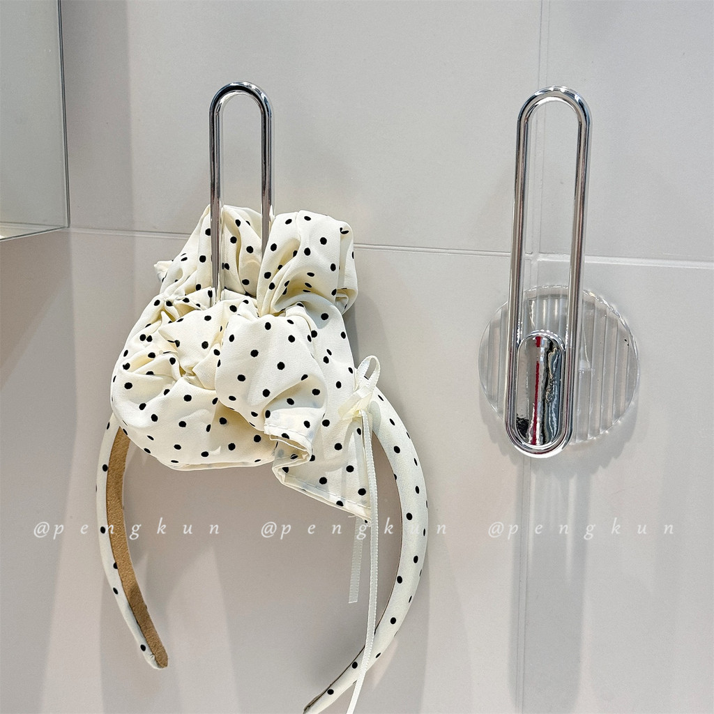 Ins สไตล์ผม Tie แถบคาดศีรษะตะขอยาวสไตล์พรุนฟรีห้องน้ํา Wall Organizer แขวนผนังหรูหราขั้นสูง