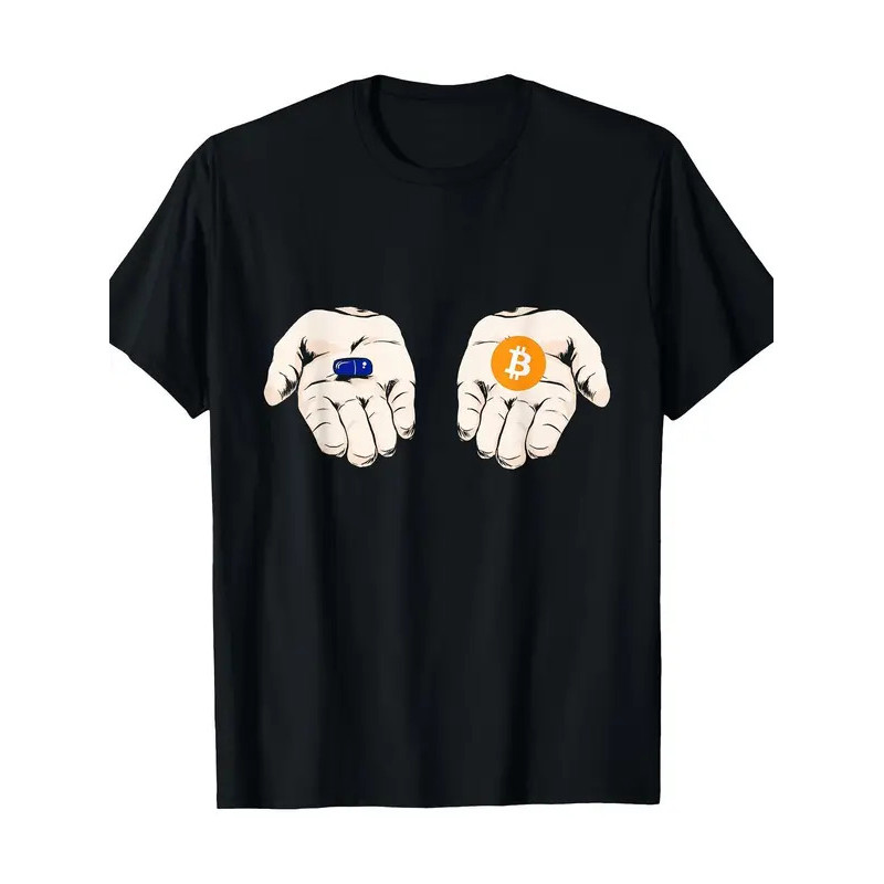 Bitcoin T เสื้อ Bitcoin 100 Cotton Unisex T เสื้อ 180GSM สีดําซักเครื่องได้ Bitcoin Ethereum สัญลักษ