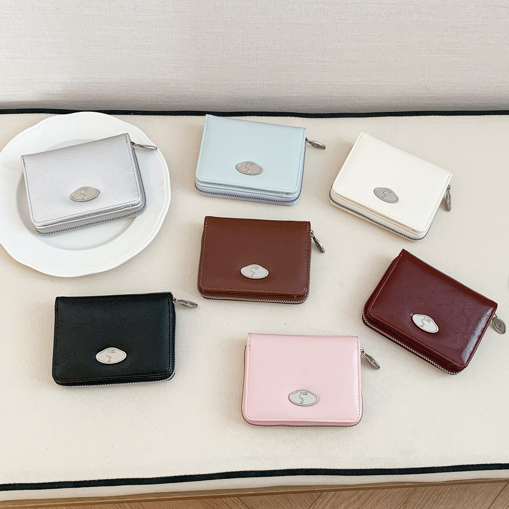 กระเป๋าสตางค์ผู้หญิงแฟชั่นระดับไฮเอนด์น่ารักสองพับซิปมัลติฟังก์ชั่หลายบัตรกรณีกระเป๋าสตางค์เหรียญ
