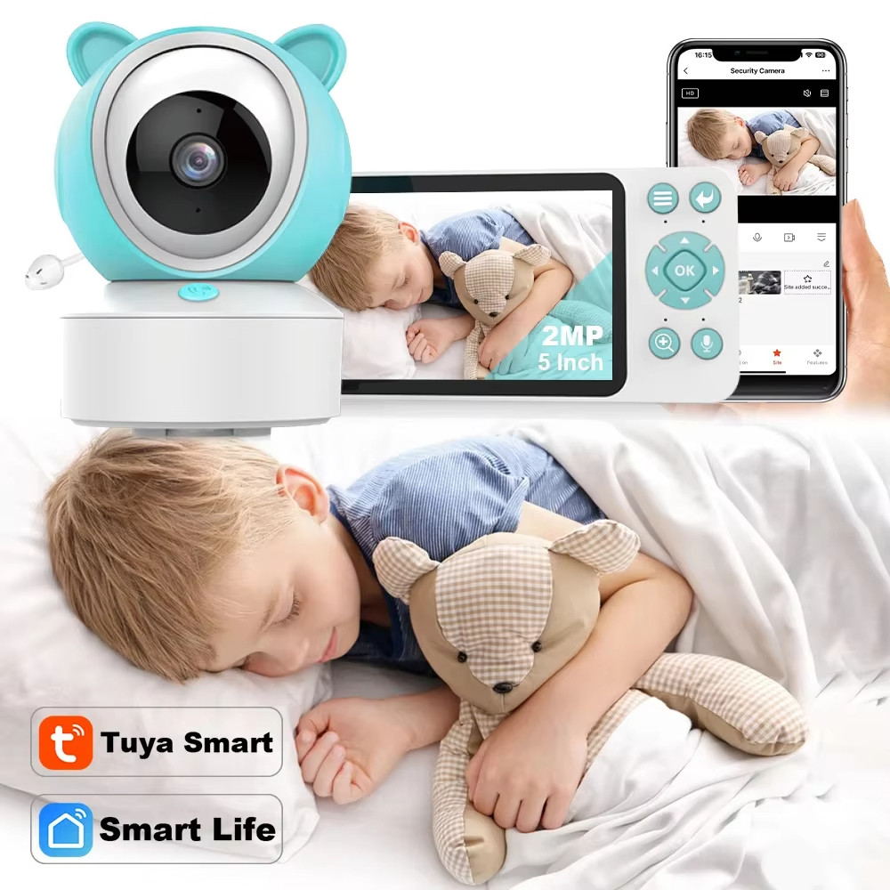Tuya สมาร์ท WiFi Baby Cry การตรวจจับเสียงวิดีโอ Baby Monitor PTZ อินฟราเรด 5 นิ้วกล้อง 1080P โทรศัพท์ APP มุมมองระยะไกล