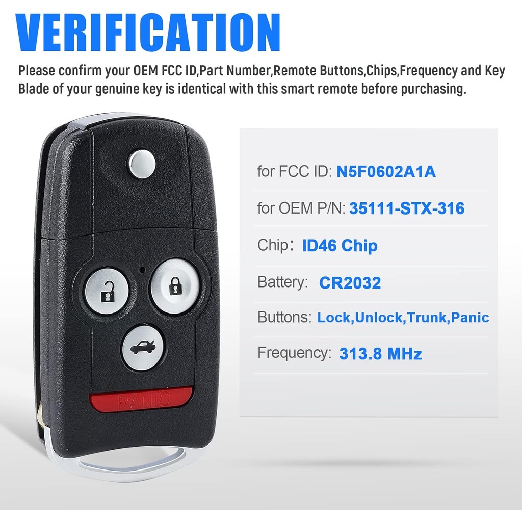 กุญแจรถ Fob Keyless Entry Remote สําหรับ Acura MDX/RDX 2007 2008 2009 2010 2011 2012 2013 FCC ID: N5