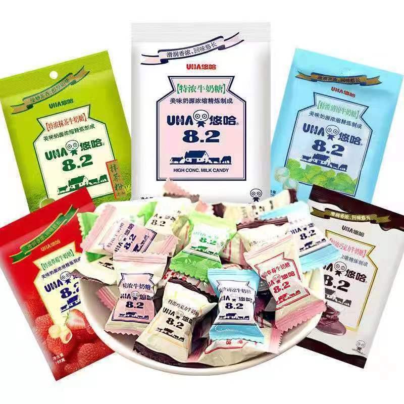 UHA UHA ลูกอมนมที่แข็งแกร่งพิเศษมัทฉะเกลือขนมรสนมถุงขนมมีความสุข 300g สินค้าปีใหม่รสช็อกโกแลต 5.29 A