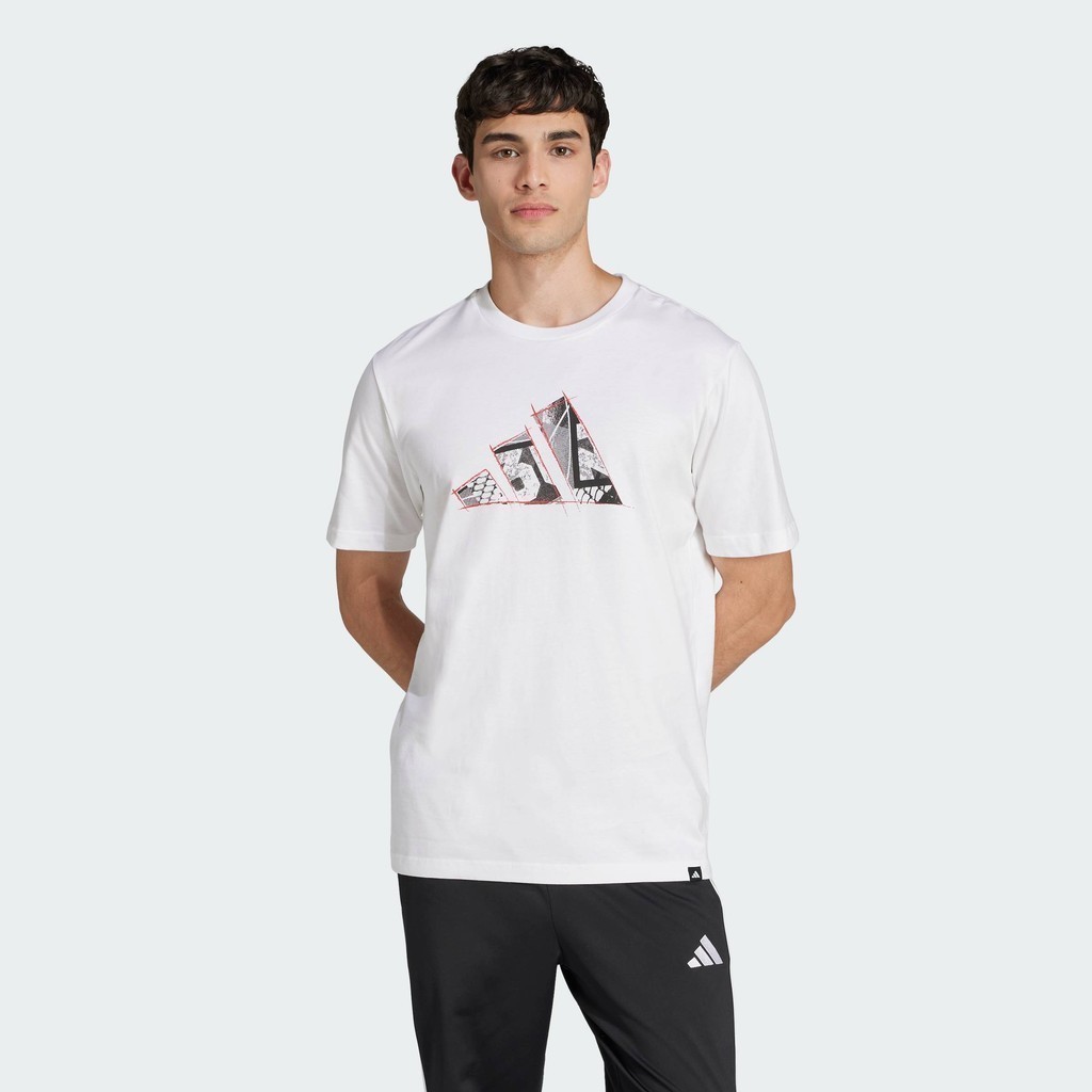 adidas Lifestyle Logo Graphic Tee Men White JJ3935