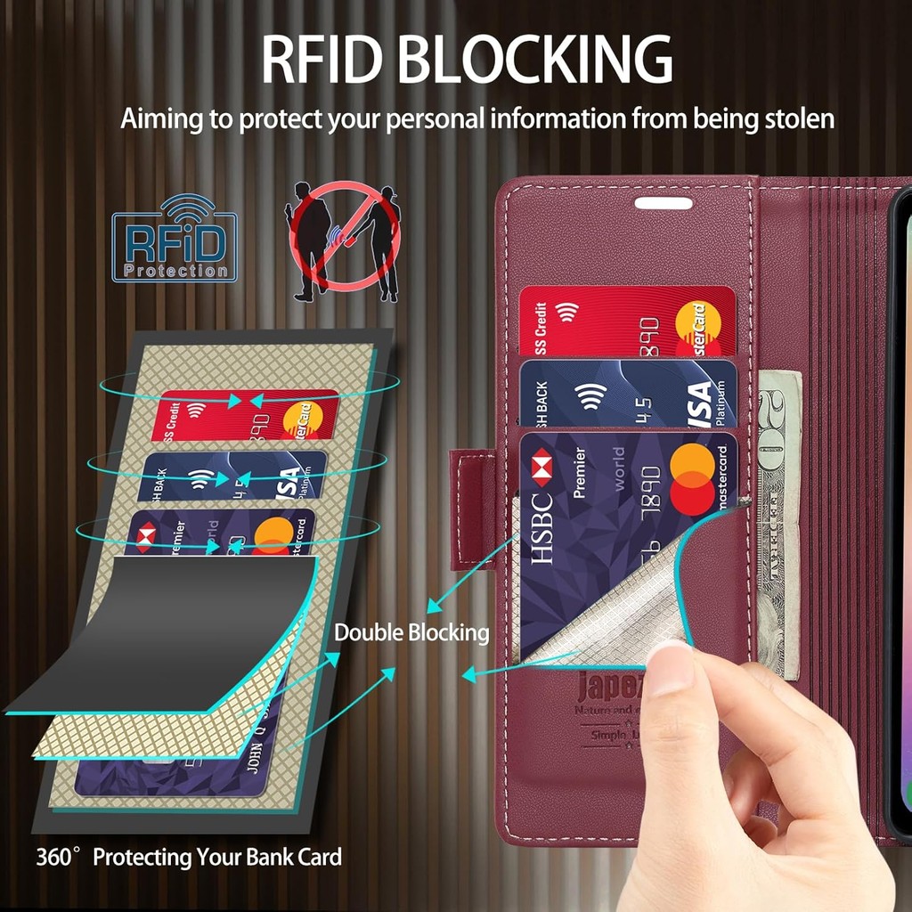 Samsung Galaxy A42 5G Case,Samsung Galaxy A42 5G Case Wallet with [RFID Blocking] Card Holder Kickst