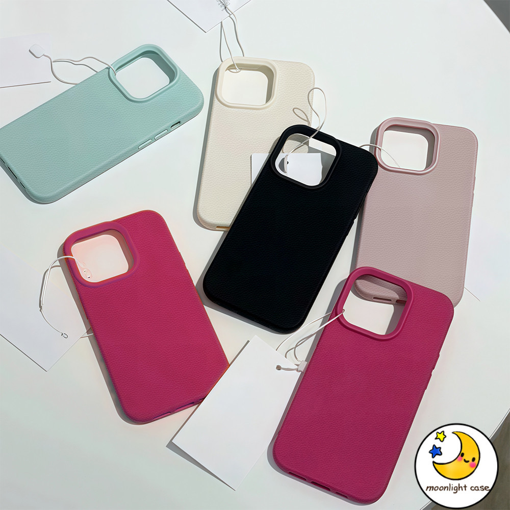 จัดส่งในพื้นที่ เคสหนัง เคสนิ่ม TPU สีลูกกวาด เรียบง่าย For iPhone16 11 15 14 13 12 Pro max XS XR XSMAX 7 Plus 8 Plus - รูปที่ 2