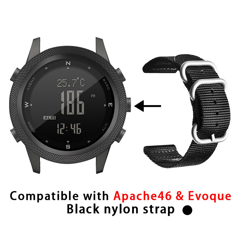 NORTH EDGE 黑尼龙硅胶户外表带22MM 兼容Apache46 EVOQUE1代