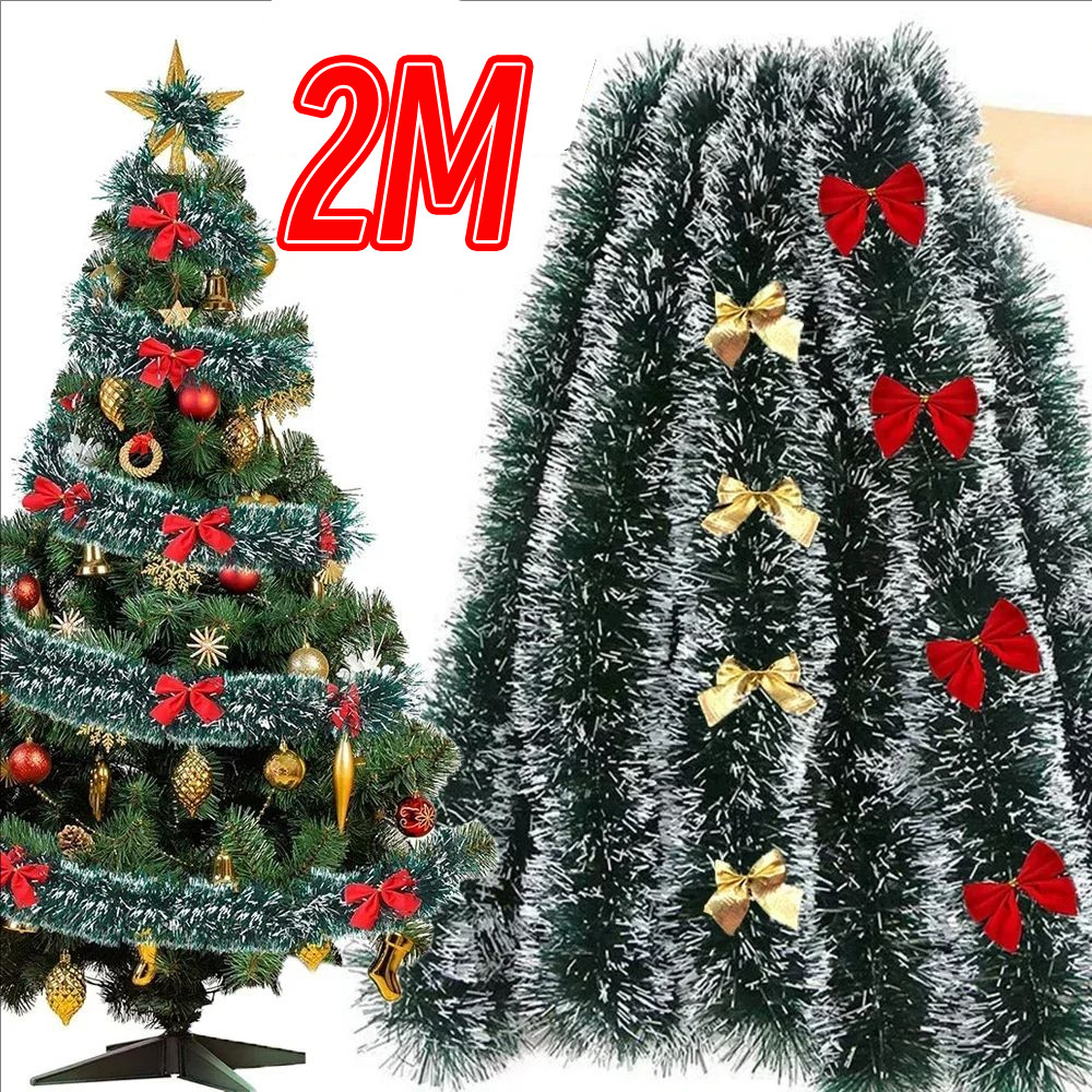 ตกแต่งงานปาร์ตี้คริสต์มาส - DIY ต้นคริสต์มาสแขวน Pendent - เครื่องประดับพวงหรีด Tinsel อ้อยสีเขียว - ริบบิ้นตกแต่งคริสต์มาส - ฟอยล์ดึงดอกไม้ด้วยโบว์