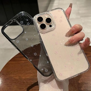 เคส iPhone 15 Pro iPhone 13 11 12 16 17 เคสใสแบบแวววาว TPU นุ่มสีสันสดใส ดาวห้าแฉกสีสันสดใส Compatible FOR 14 Pro max