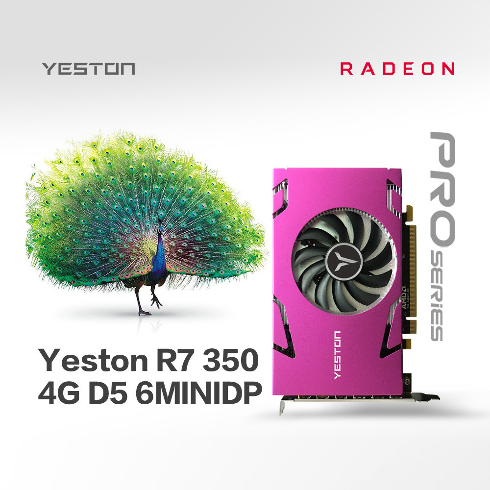 Maib-ph Yeston R7 350 4G D5 6MINIDP กราฟิกการ์ด 6 หน้าจอรองรับจอแสดงผลแยก 700/4500MHz 4G/128bit/GDDR