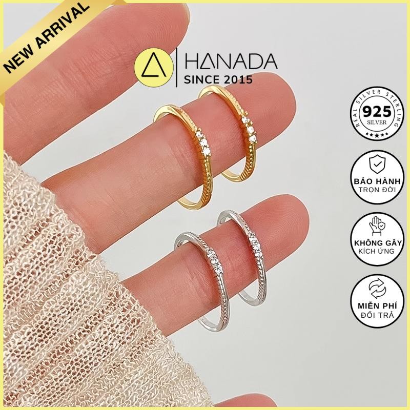 [เงิน 925 - รับประกันตลอดอายุการใช้งาน] Hanada แหวนเงิน 925 Smooth 3 Stones 2MM, Daily Wear 2672 O9