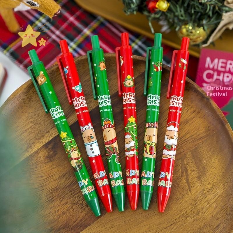 [JBTH] 5/10/15 ชิ้นน่ารักคริสต์มาส Capybara ปากกาเจล 0.5 มม.สีดําการ์ตูนกดปากกาเขียนปากกาโรงเรียนอุปกรณ์สํานักงานเครื่องเขียนของขวัญ [JB]