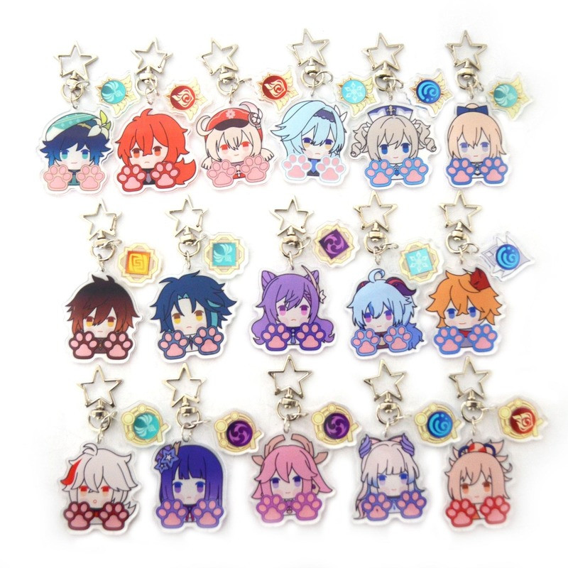 Genshin Impact พวงกุญแจ Man Ganyu พวงกุญแจผู้หญิงการ์ตูน yae miko อินเทรนด์น่ารักพวงกุญแจสําหรับกางเ