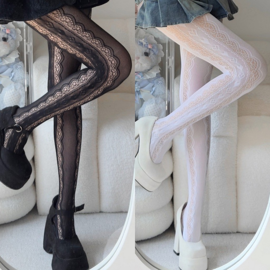 ถุงน่องโลลิต้าญี่ปุ่น ถุงน่องลูกไม้ เนื้อผ้ายืดหยุ่น สวมใส่สบายและระบายอากาศได้ดี