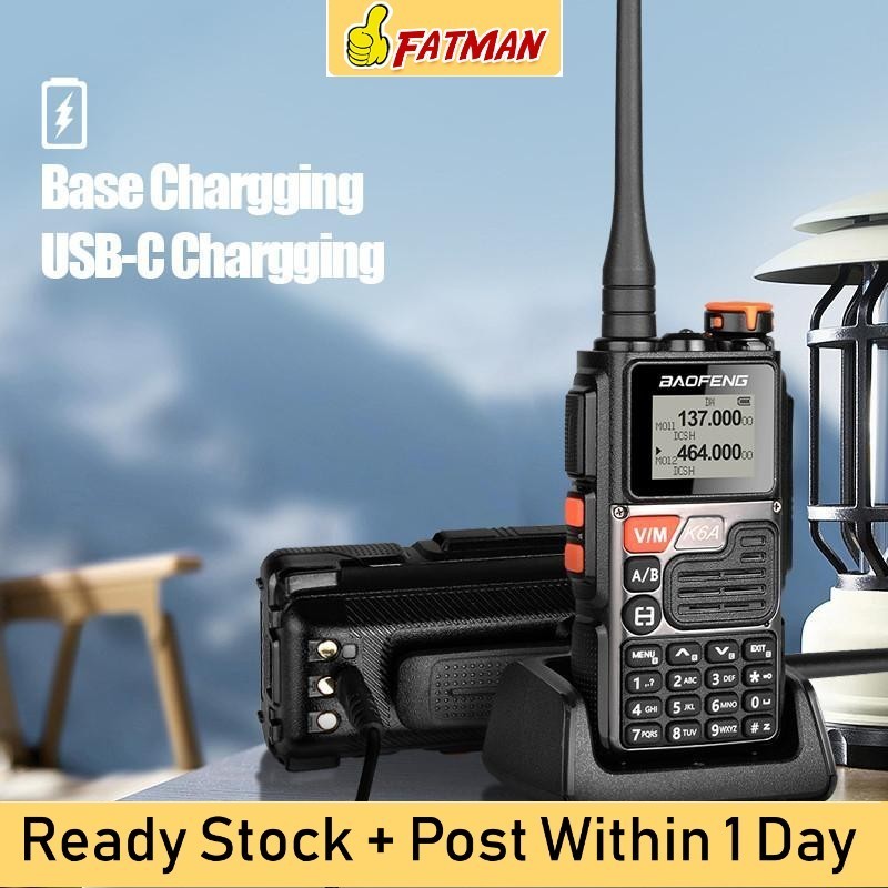 UV-K6A Multi-band Ham วิทยุ AM FM UHF VHF 999 USB Type-C ความถี่สําเนาตัดเสียงรบกวนไร้สายเรืองแสงสีเ
