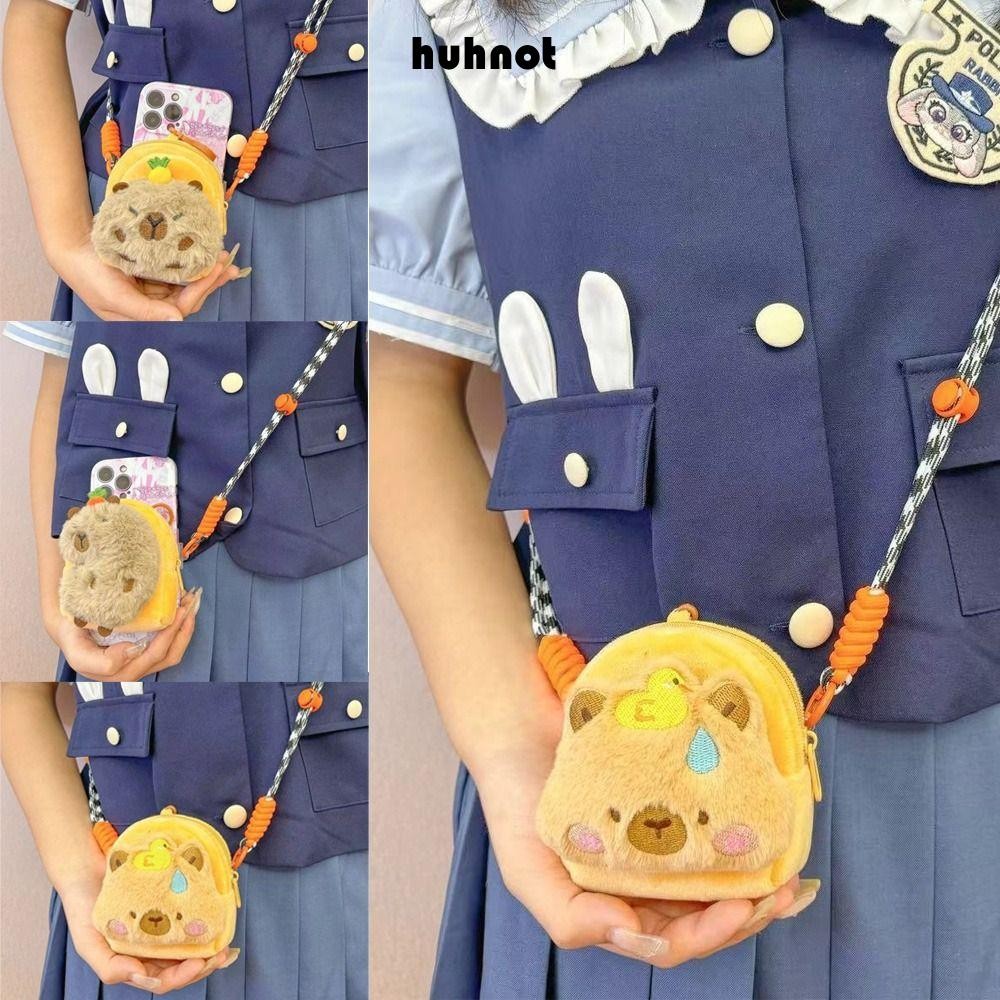 HUHNOT กระเป๋าโทรศัพท์มือถือแบบอนิเมะ ออกแบบเป็นตุ๊กตาคาปิบาร่า ใช้งานหลายวิธีและน่ารัก