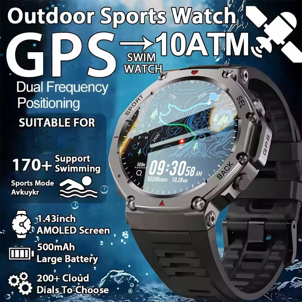นาฬิกาสมาร์ททหาร T-Rex 3 Bulit-in GPS Compass Altimeter Barometric 10 ATM IP69K กันน้ำ AMOLED บลูทู ธ โทร Smartwatch