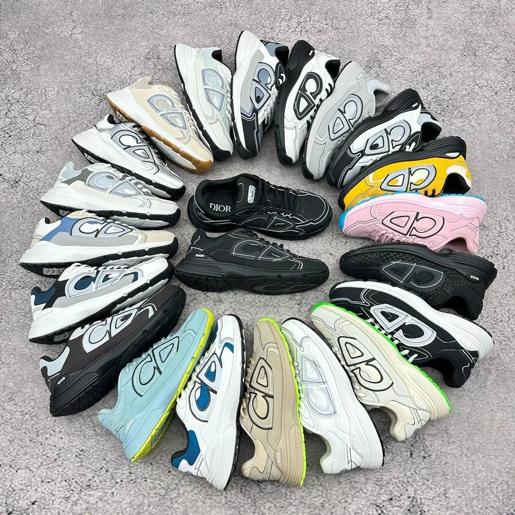 Dior/Dior Dior Essentials B30 รองเท้าผ้าใบผู้ชายผู้หญิง 
 ใช้ผ้าเทคโนโลยีสีดําและผสมสีเทา 
 
 รองเท้
