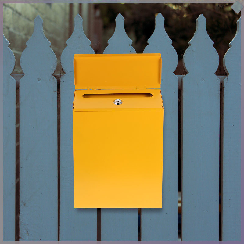 กล่องรับจดหมายสําหรับ House Outdoor Country Cast อลูมิเนียมติดผนังกล่องจดหมายด้านนอกสีเหลือง 30X23CM