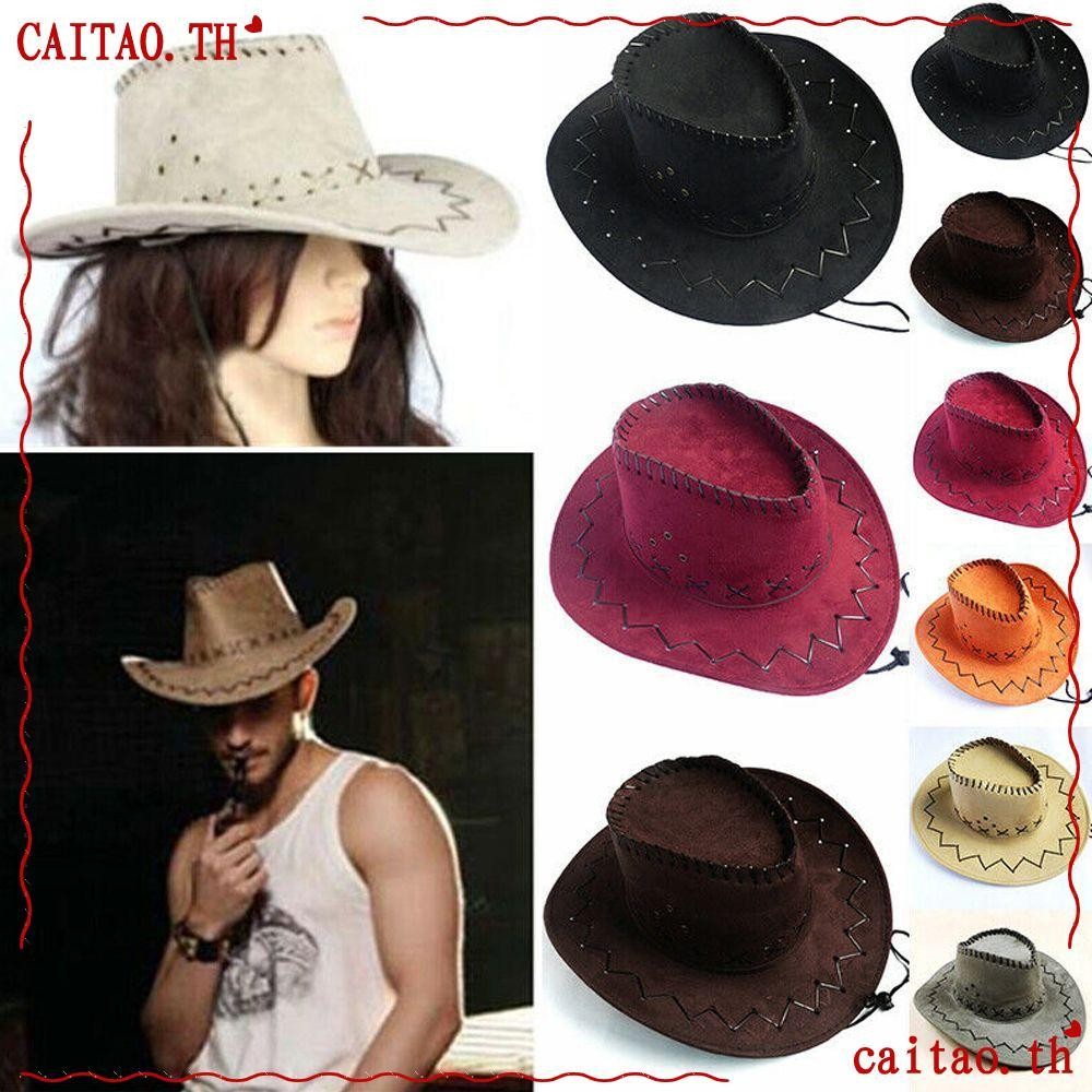 CAITAO หมวกคาวบอยแฟชั่น, ขายร้อนหนังนิ่มผู้ชายเลดี้ชุดแฟนซี Wild West Headwear หมวก