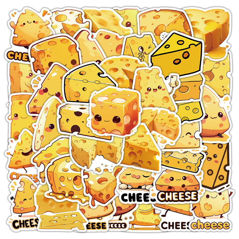 💥พร้อมส่ง💥ชีส อาหาร แฮมเบอร์เกอร์ โดนัท เค้ก CHEESE ชานม sticker สติกเกอร์