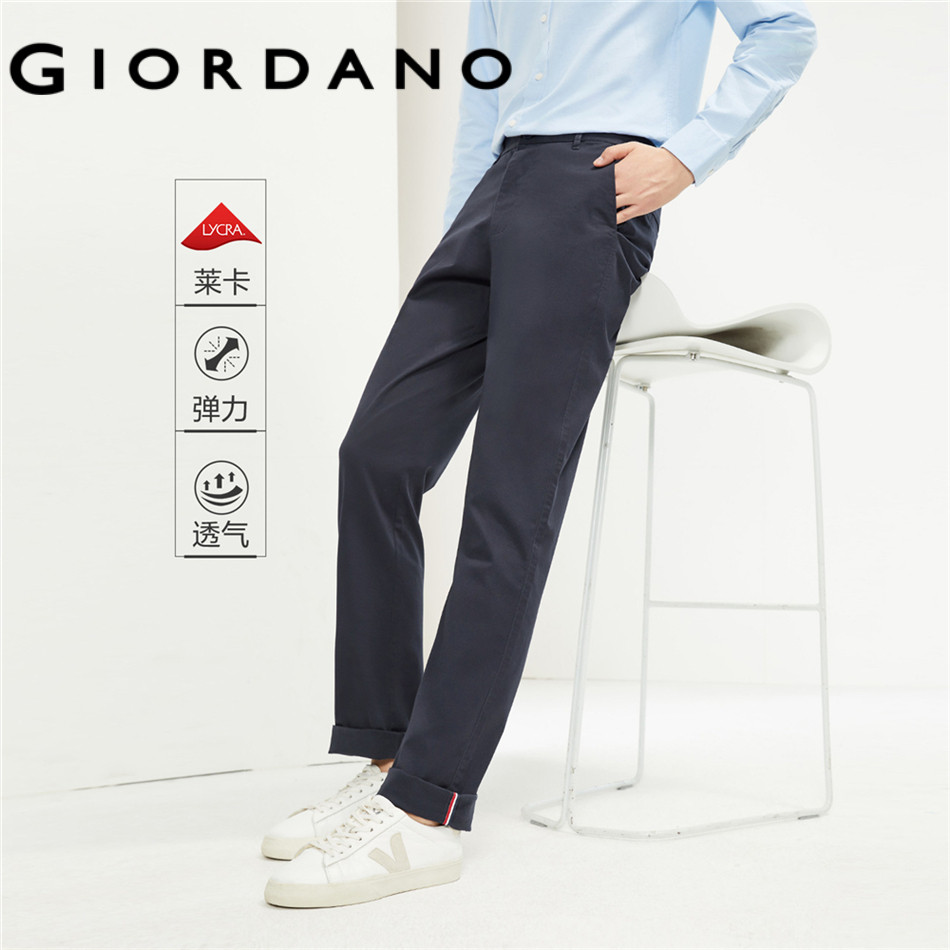 GIORDANO MEN Mid rise slim stretchy lightweight pants 01115081