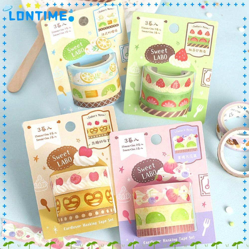 LONTIME 3 ชิ้นเทปกาวตกแต่ง, Scrapbooking DIY Washi กระดาษเทปชุด, น่ารักโรงเรียนเครื่องเขียนสติกเกอร์ Masking เทปนักเรียน