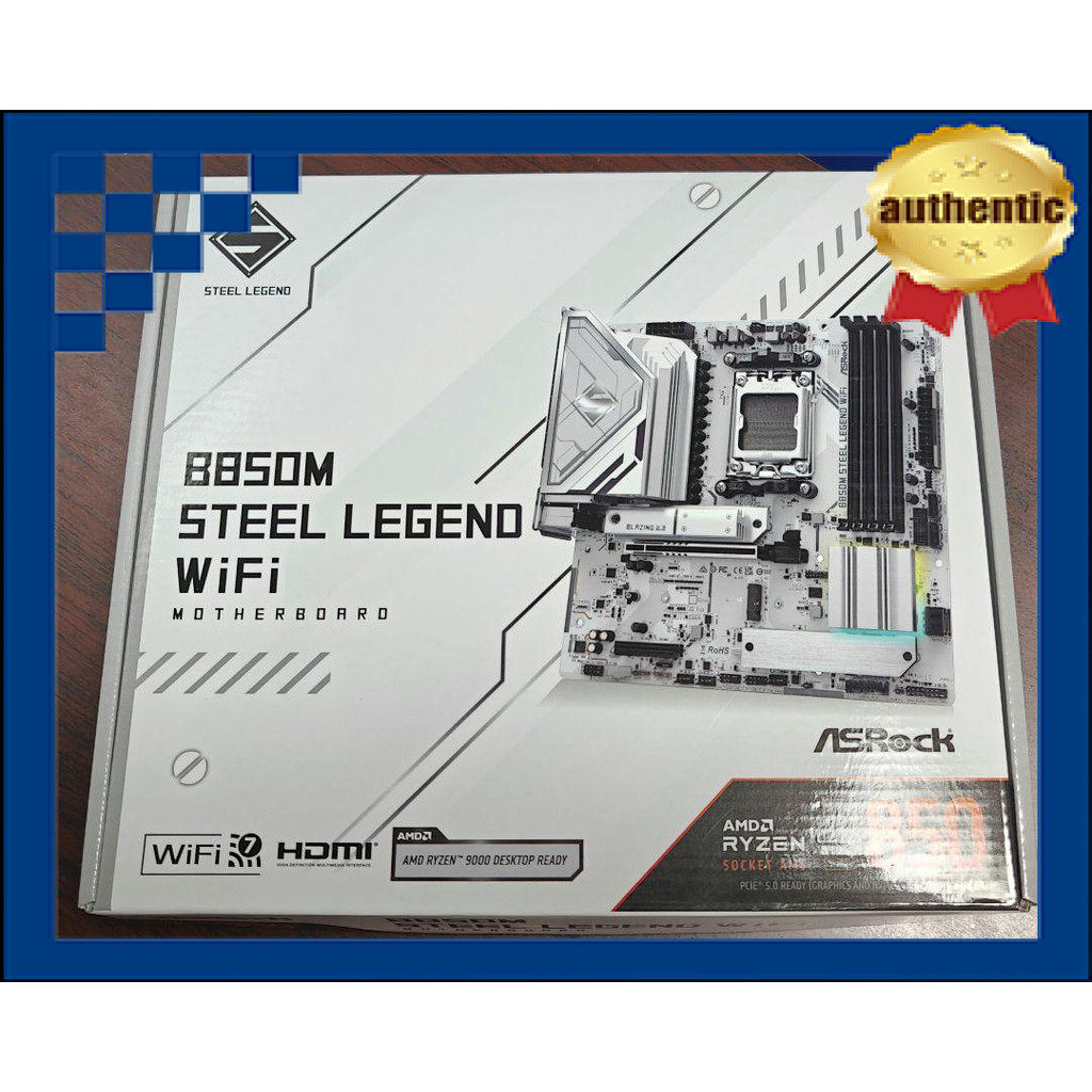 ASRock Motherboard B850 Steel Legend WiFi compatible with AMD Ryzen 9000 / 8000 / 7000 series CPUs (