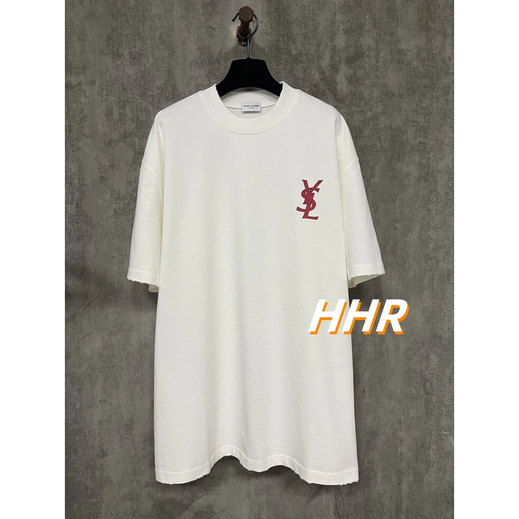 เสื้อยืดแขนสั้นผ้าหนัก 400 กรัม พิมพ์โลโก้คลาสสิกรอบคอด้วยผ้า 25SS เหมาะสำหรับกีฬาและใส่ลำลอง สีดำ