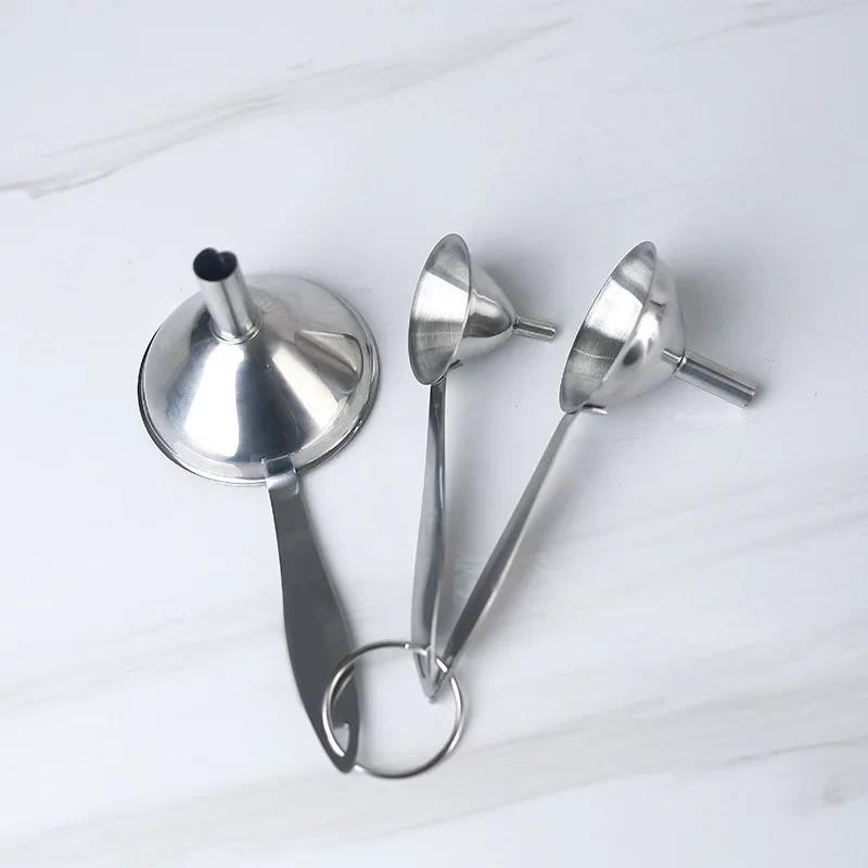 3Pcs Stainless steel funnel three-piece set mini funnel oil, vinegar wine spice soy sauce leakage ho
