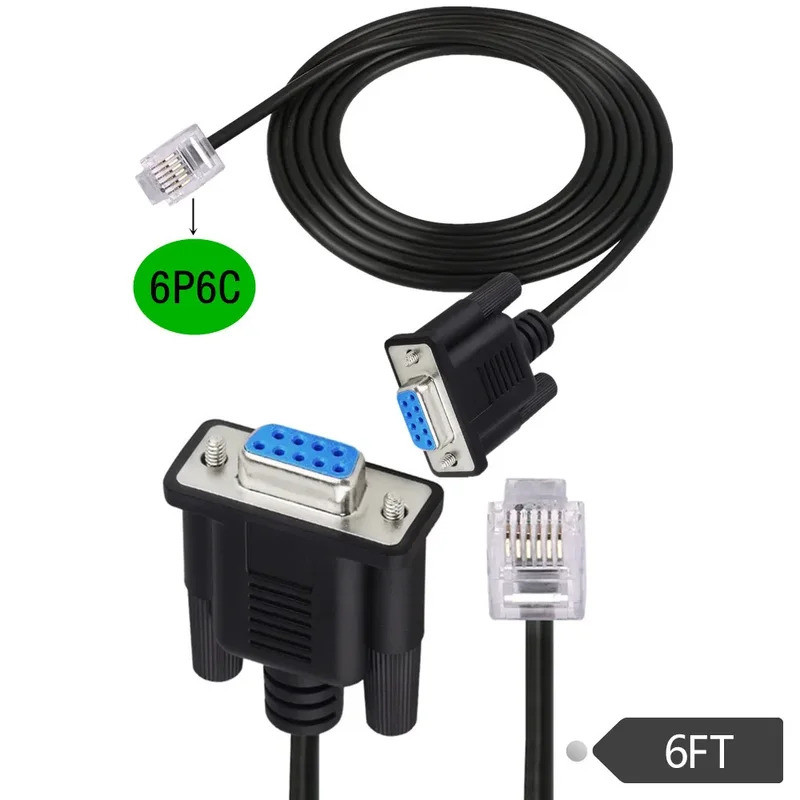 RS232 DB9Pin หญิง RJ11 RJ12 6P6C LAN เครือข่าย Serial คอนโซลสาย 6FT