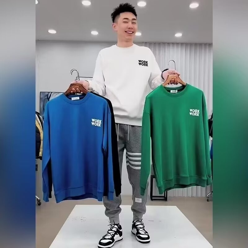 2025 NEW 2025W7052 Huamian Sweatshirt 350g Black White M-5XL P22new23 MERZ