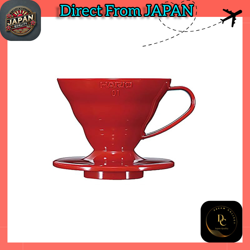 HARIO V60 Transparent Coffee Dripper 01 Red, for 1 to 2 cups, VDR-01-R