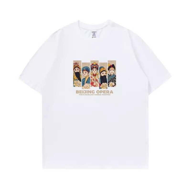 COD 2025 Summer American Style Loose Casual Plus Size Pure Cotton T-Shirt Face Mask Print Trendy Hea