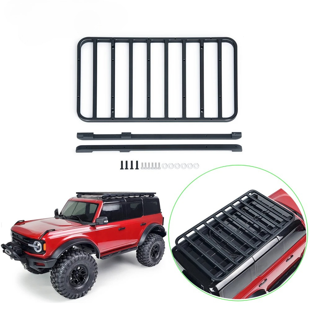 โลหะกระเป๋าเดินทางแร็คหลังคาสําหรับ TRX4 TRX-4 Bronco 1/10 RC Crawler รถอัพเกรดอุปกรณ์เสริม