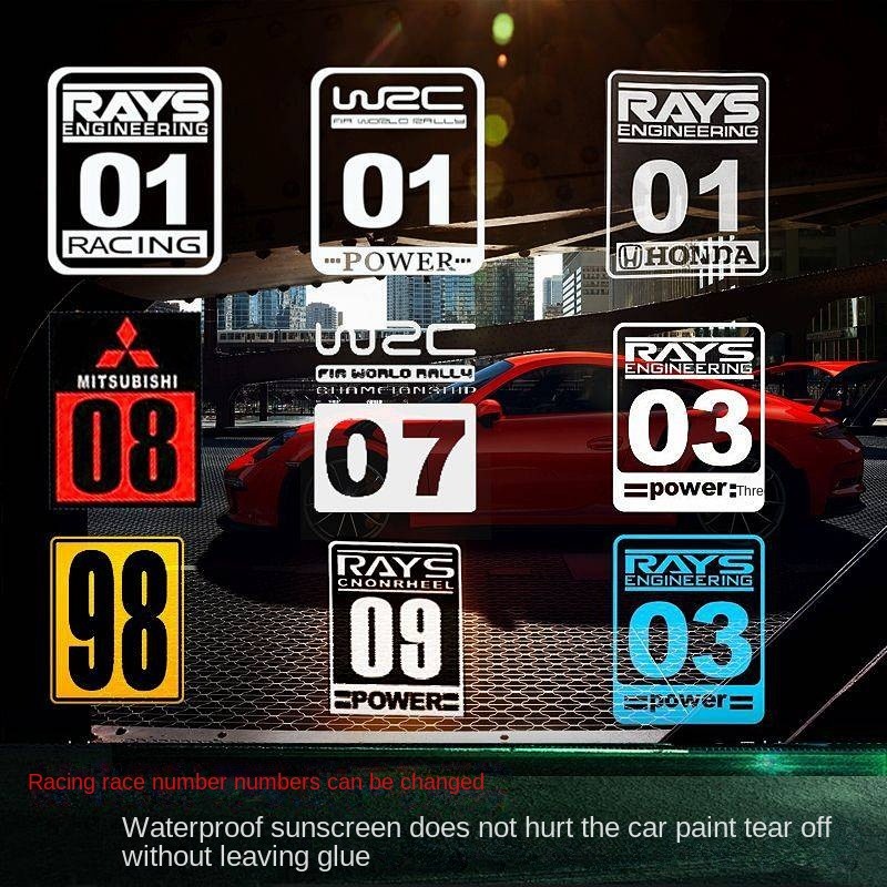 Motorcycle Row Number Racing Rays Car Door Digital WRC Bumper Stickers Club Tail Decoration Fashion car stickers for exterior decoration