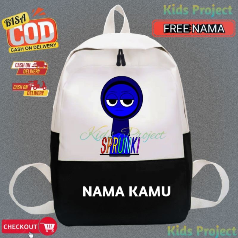 (ชื่อฟรี) Jevin INCREDIBOX SPRUNKI กระเป๋าเป้สะพายหลังเด็กตัวละคร - กระเป๋านักเรียนเด็กอนุบาลและประถ