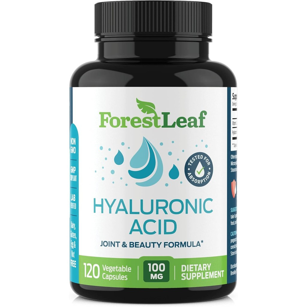 ForestLeaf Hyaluronic Acid Supplements | 100mg High Bioavailable Dietary Hyaluronic Acid Powder Caps