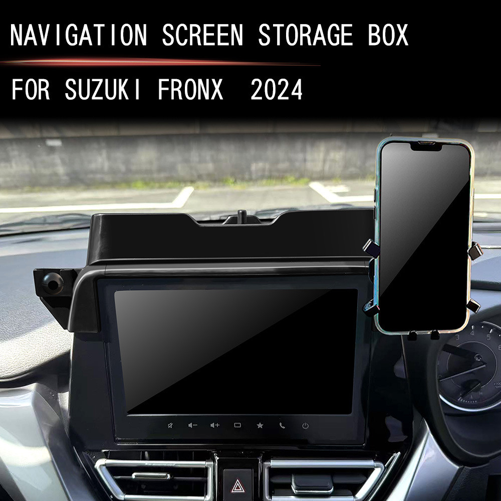 สําหรับ 2024 Suzuki FRONX 2-in-1 ด้านหลังนําทางหน้าจอกล่องเก็บที่วางโทรศัพท์ที่กําหนดเอง Fit ABS ลื่นอุปกรณ์ตกแต่งภายในรถยนต์