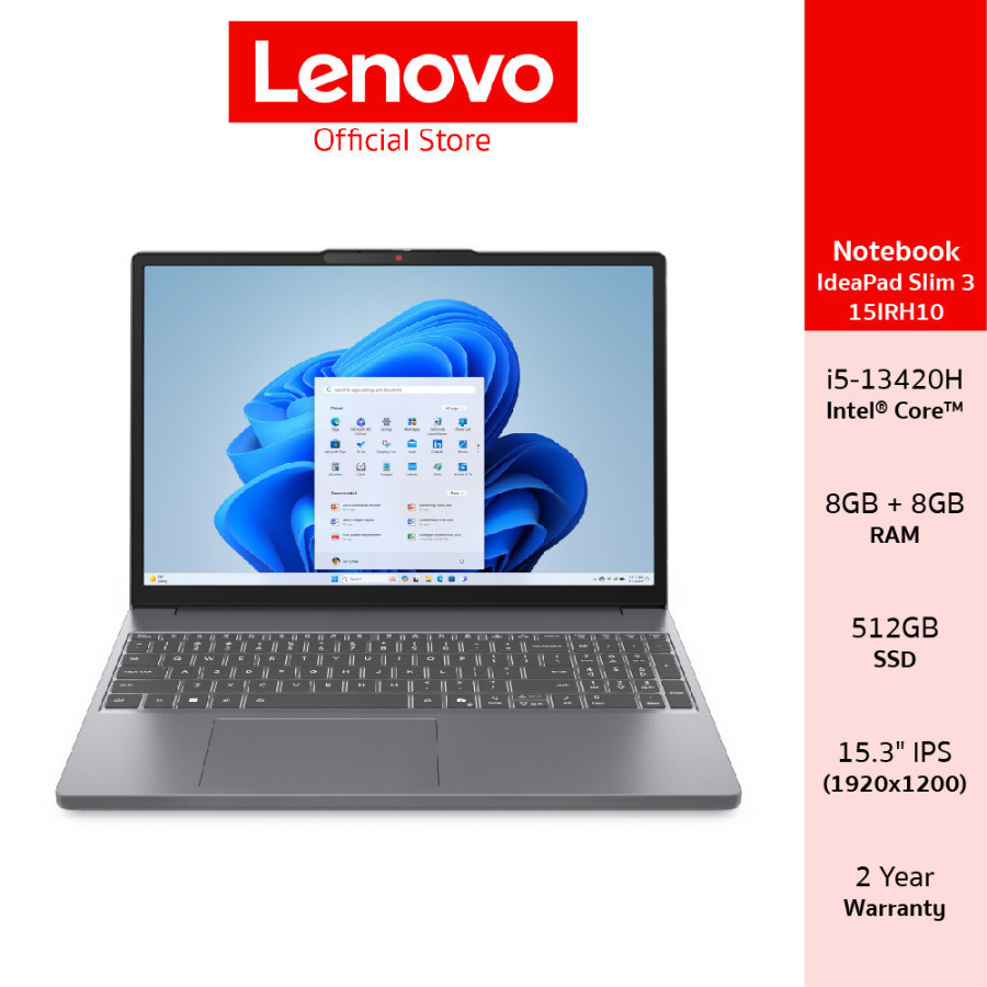 Lenovo IdeaPad Slim 3 15IRH10(83K100DCTA)Notebook Intel I5-13420H 2x8GB SSD 512GB 15.3" IPS