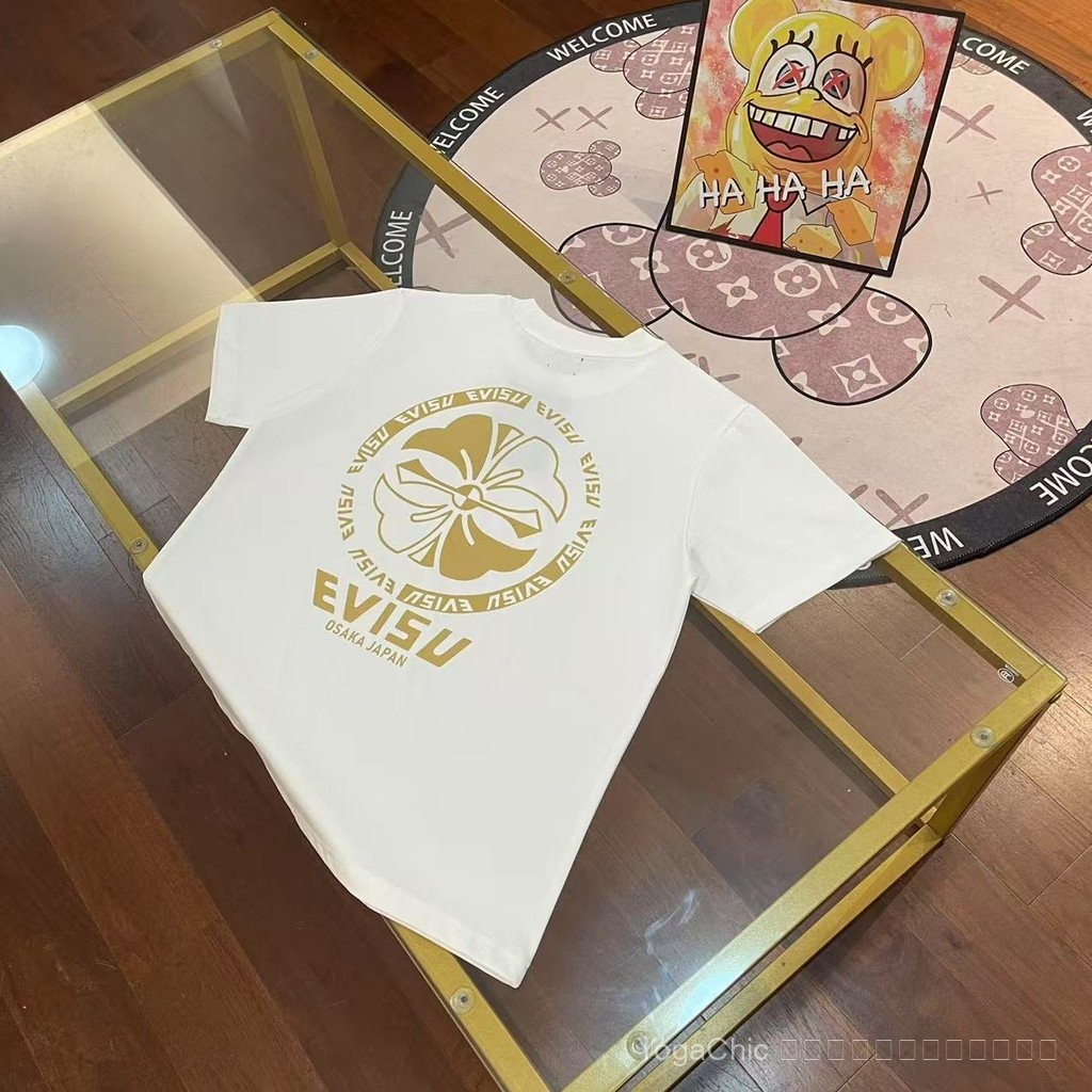 EVISU Fushen Evisu ฤดูร้อน 2025 สวมใส่ง่าย เสื้อยืดแขนสั้น สำหรับทุกคน