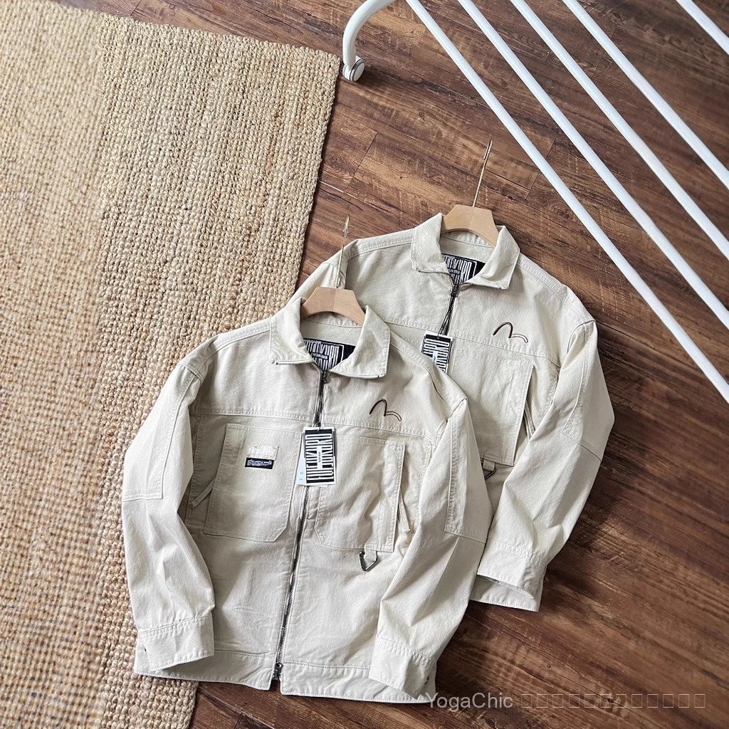 EVISU แจ็คเก็ตยีนส์ Fushen evisu สำหรับฤดูใบไม้ผลิ สไตล์Street แบบ.Unisex