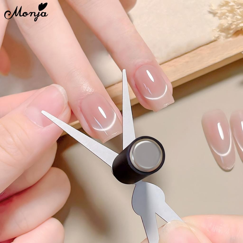 Monja เล็บเครื่องมือเสริม Cat Eye UV เจลภาษาโปลิชคํายิ้มรูปแบบทํางานแม่เหล็ก Stickดูดรูปแบบรูปร่างผล