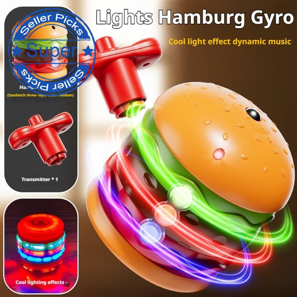 Gyro Toy Luminous Hamburger Battling Top Game พร้อมเพลงเกมเดินทางแบบพกพา Interactive I6r8